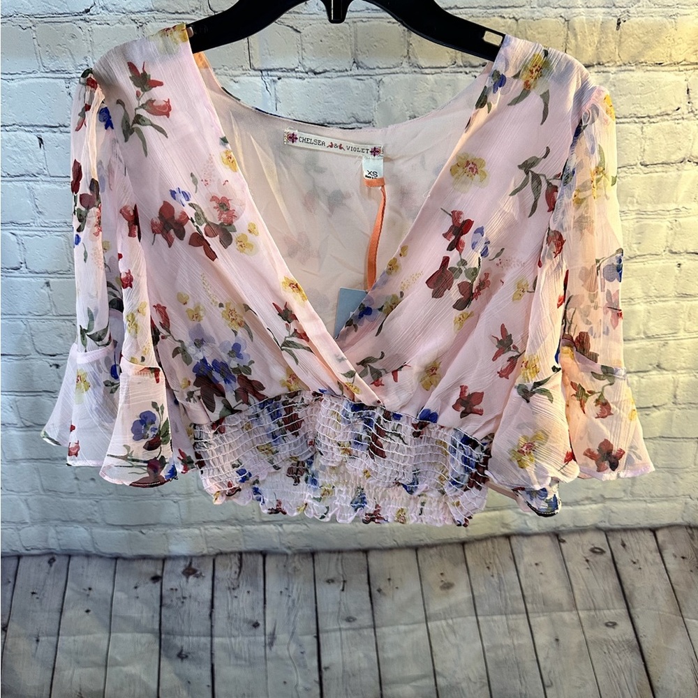 Chelsea & Violet Pink Ruffled 3/4 Sleeve Blouse
